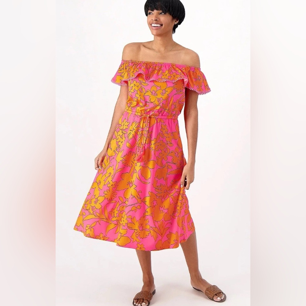 Isaac Mizrahi Pink and Orange Ruffled Tie Front Sundress